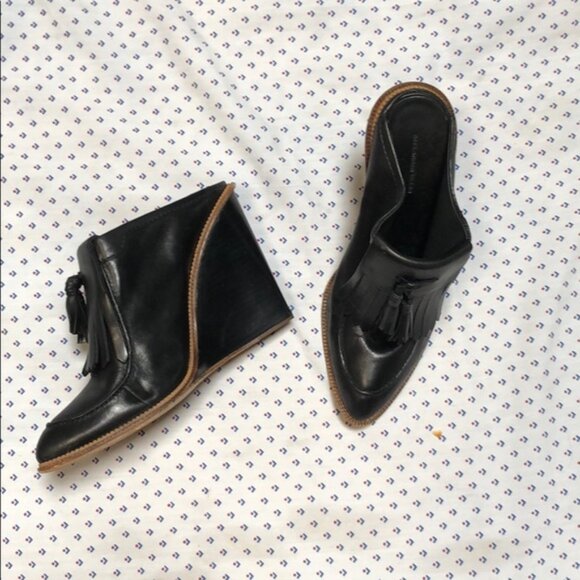 Alexander Wang Trish Loafer Wedge Mule High Heels Slide Penny Tassel Slip On - Picture 4 of 8